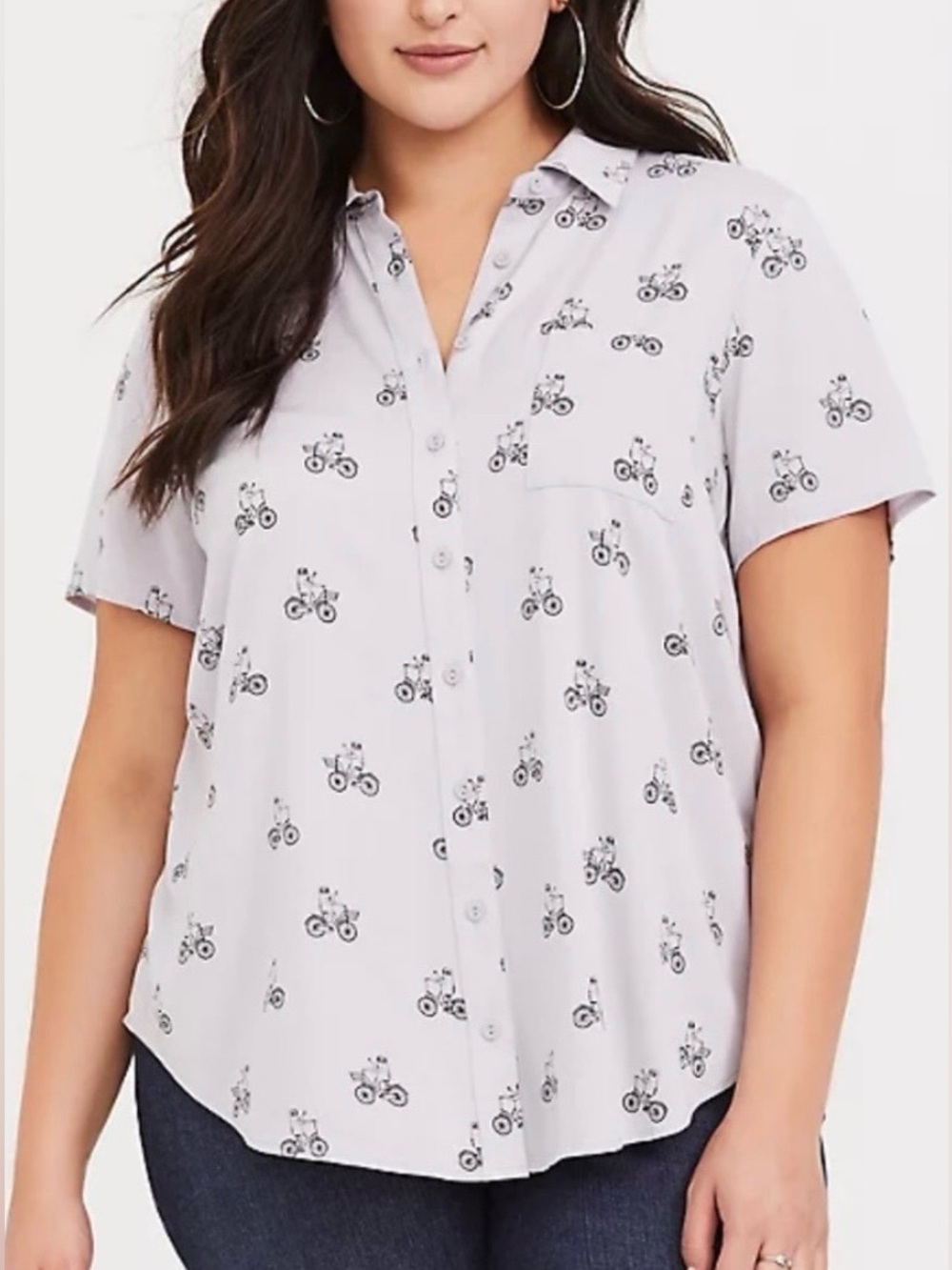 NWT Torrid Bicycle Slub Short Sleeve Button Down Blouse 3